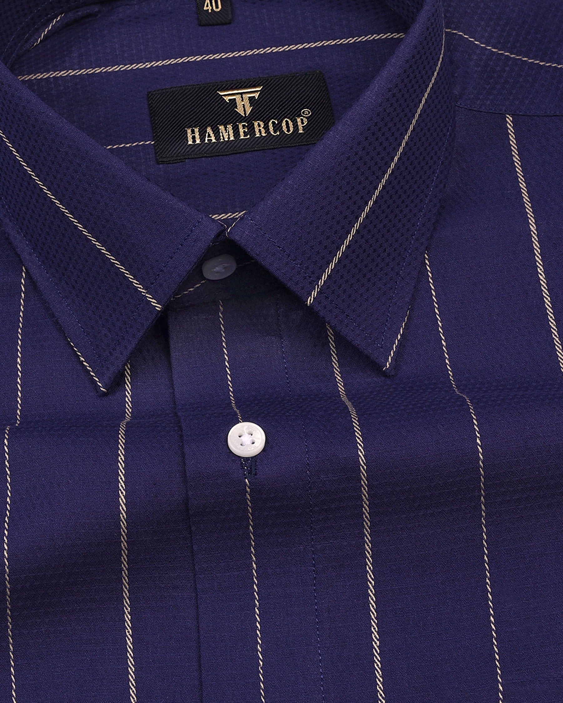 Hamercop Dobby Shirt Stripe With Cotton – Luci White Blue