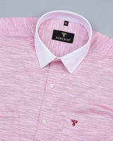 Glaze Pink With White Cuff And Collar Cotton Solid Shirt