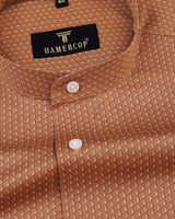 Brown Hexagon Jacquard Printed Premium Gizza Cotton Shirt