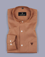 Brown Hexagon Jacquard Printed Premium Gizza Cotton Shirt