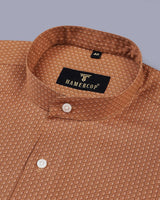 Brown Hexagon Jacquard Printed Premium Gizza Cotton Shirt
