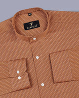 Brown Hexagon Jacquard Printed Premium Gizza Cotton Shirt