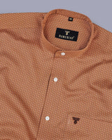 Brown Hexagon Jacquard Printed Premium Gizza Cotton Shirt