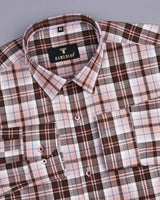 Vistara Brown With Multicolored Yarn Dyed Check Cotton Shirt