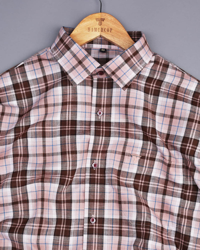 Vistara Brown With Multicolored Yarn Dyed Check Cotton Shirt