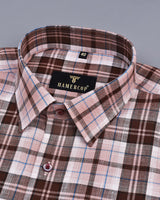Vistara Brown With Multicolored Yarn Dyed Check Cotton Shirt