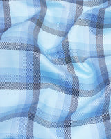 Monotony Aqua Blue Dobby Check Premium Gizza Shirt