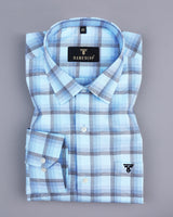 Monotony Aqua Blue Dobby Check Premium Gizza Shirt