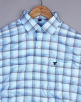 Monotony Aqua Blue Dobby Check Premium Gizza Shirt