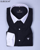 Black With White Hamercop Designer Heavy Oxford Cotton Shirt