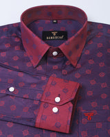 Red Shaded Patterned Jacquard Premium Gizza Cotton Designer Shirt