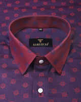 Red Shaded Patterned Jacquard Premium Gizza Cotton Designer Shirt