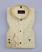 Yellow With Blue Dotted Jacquard Dobby Cotton Shirt