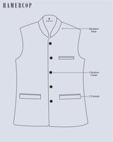 Navyblue With Peach Jacquard Designer Nehru Jacket