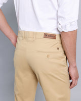 Pleated Khaki Stretch Cotton Chinos