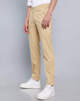 Pleated Khaki Stretch Cotton Chinos