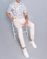 Ivory White Stretch Cotton Chinos