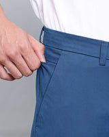 Indigo Blue Stretch Cotton Chinos