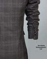 Rebel Brown Checkered Wool Rich Single Breasted Blazer