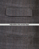 Rebel Brown Checkered Wool Rich Single Breasted Blazer