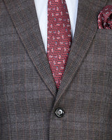 Rebel Brown Checkered Wool Rich Single Breasted Blazer