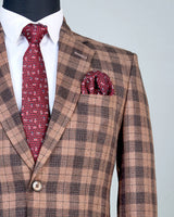 Dune Brown Plaid Check Wool Rich Blazer