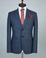 Navyblue Solid Single Breasted Wool Rich Blazer