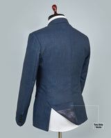 Navyblue Solid Single Breasted Wool Rich Blazer