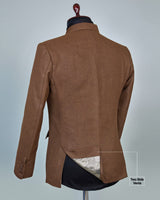 Chocolate Brown Solid Double Breasted Wool Rich Blazer