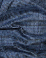 Spindle Blue Checkered Single Breasted Wool Rich Blazer