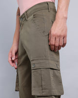 Olive Green Stretch Cotton Cargo