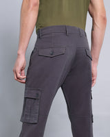 Charcoal Gray Stretch Cotton Cargo