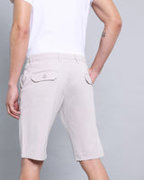 Grayish Off White Stretch Cotton Shorts