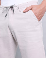 Grayish Off White Stretch Cotton Shorts