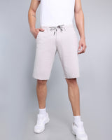 Grayish Off White Stretch Cotton Shorts