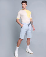 Sky Blue Stretch Cotton Shorts