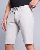 Stylish Grayish Off White Stretch Cotton Shorts