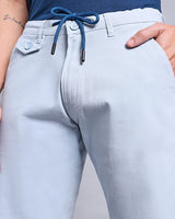 Stylish Sky Blue Stretch Cotton Shorts