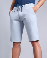 Stylish Sky Blue Stretch Cotton Shorts