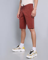 Stylish Coffee Brown Stretch Cotton Shorts