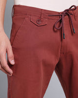 Stylish Coffee Brown Stretch Cotton Shorts