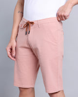 Stylish Rust Pink Stretch Cotton Shorts