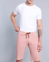 Stylish Rust Pink Stretch Cotton Shorts