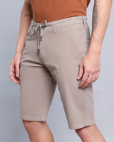 Stylish Smokey Taupe Stretch Cotton Shorts