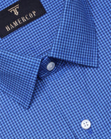 IMO-Ink Blue Houndstooth Dobby Solid Cotton Shirt