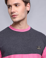Rose Pink With Black Pique Pima Designer T-Shirt