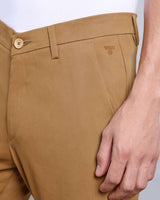 Peanut Brown Stretch Cotton Chinos