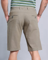 Stylish Olive Green Stretch Cotton Shorts