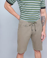 Stylish Olive Green Stretch Cotton Shorts