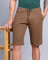 Driftwood Taupe Stretch Cotton Shorts